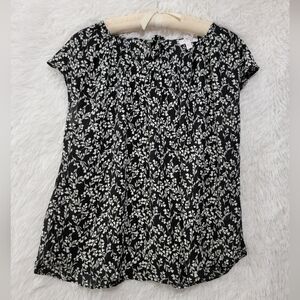 LC Lauren Conrad Black and White Floral Leaf Print Blouse XXL